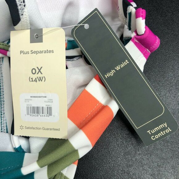 NEW Terra & Sky Women's Plus High Waist Striped Swimsuit Bottom Size 0X (14W) - Picture 7 of 8